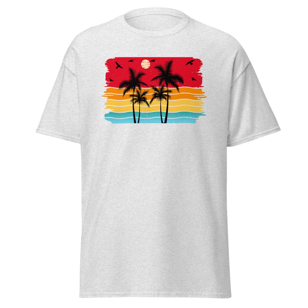 Retro Sunset Palm Trees T-Shirt, nature beach travel vacation ocean island