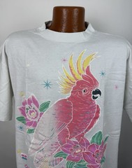 Vintage Florida Shirt Mens XL 90svTropical Bird T-shirt Lotus Flower Ocean Beach