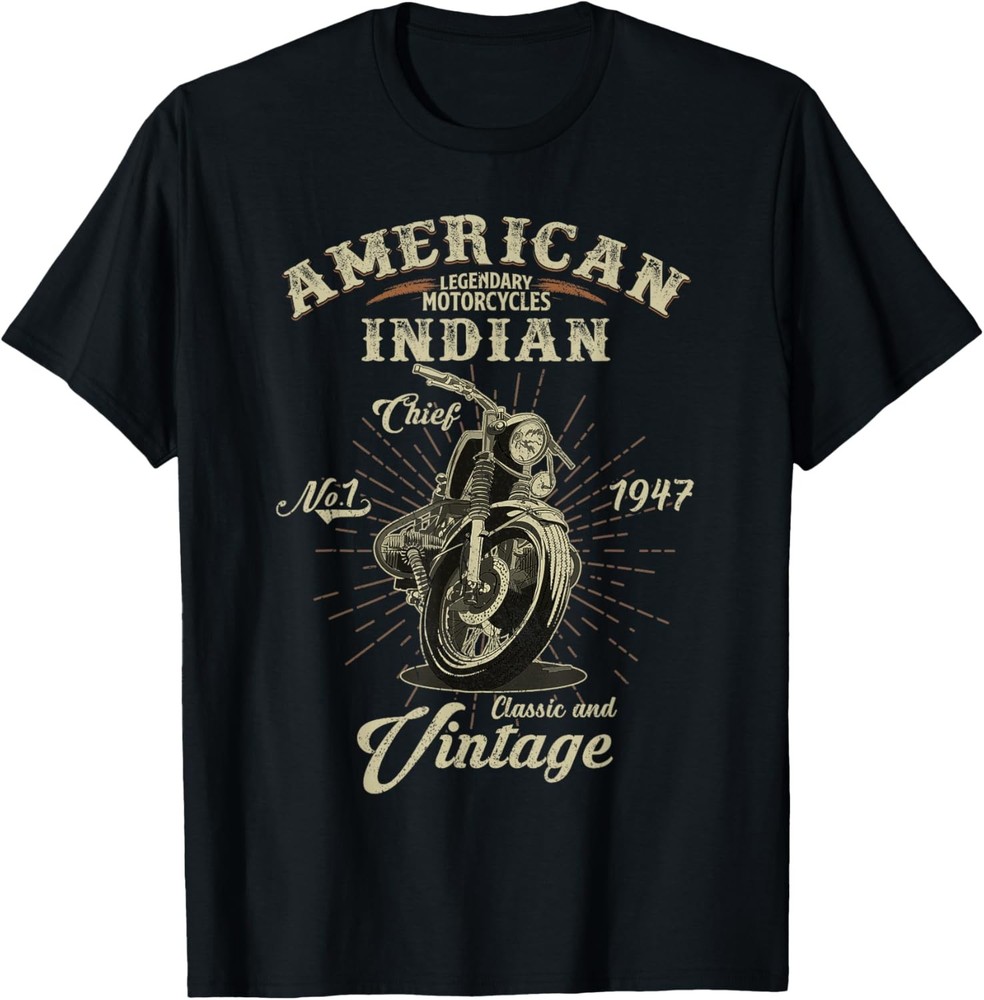 Retro Vintage American Motorcycle Indian For Old Biker T-Shirt