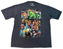 Marvel Comics Men’s XXL Character Collage Print T-Shirt Gray Mad Engine Avengers