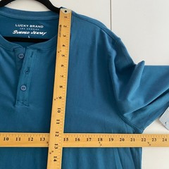Lucky Brand Sueded Jersey T Shirt Size Large Teal Blue Long Sleeve