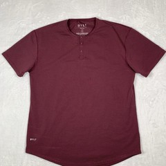 BYLT Drop-Cut Henley Shirt Mens XL Red Polka Dot LUX Short Sleeve Athletic Fit