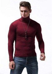Men Turtleneck Pullover Long Sleeve Jumper Top Warm Casual Slim Fit T-Shirt Soft
