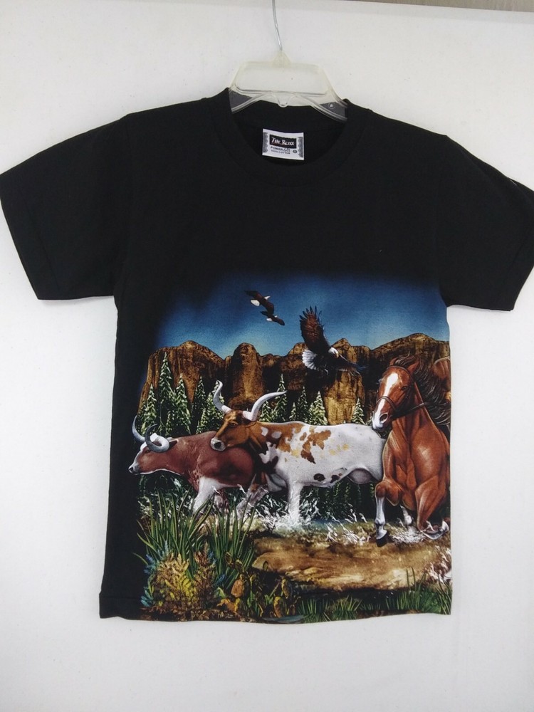 Cattle Drive Cowboys by The Roxx Men’s Adult Small Black Short Sleeve NWOT