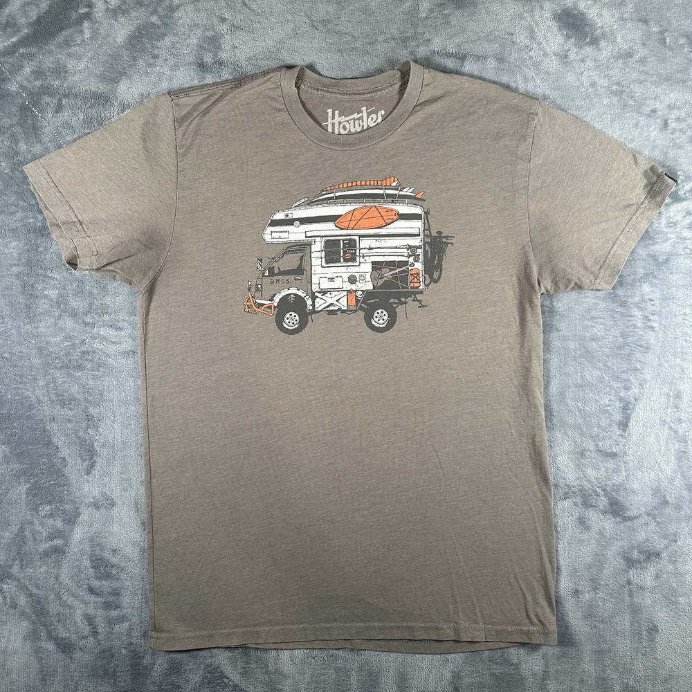 Howler Bros T Shirt Mens L Brown Short Sleeve Cotton Blend Outdoor