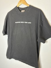 Vintage 90s Palestine Needs Your Love T Shirt Black Hanes Beefy Sz XL