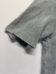 Zara T Shirt Mens Small Heather Gray Ribbed Knit Distressed Crew Neck Casual