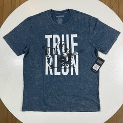 True Religion Buddha Men’s XL T Shirt Blue Mineral Wash Distressed Short Sleeve