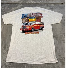 Hanes Heavyweight Mens Brooklyn FDNY Rescue 2 Graphic T-Shirt Ash Gray Large
