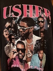 Usher Past Present Future Tour Black Shirt Size 2XL Mens Black & Pink
