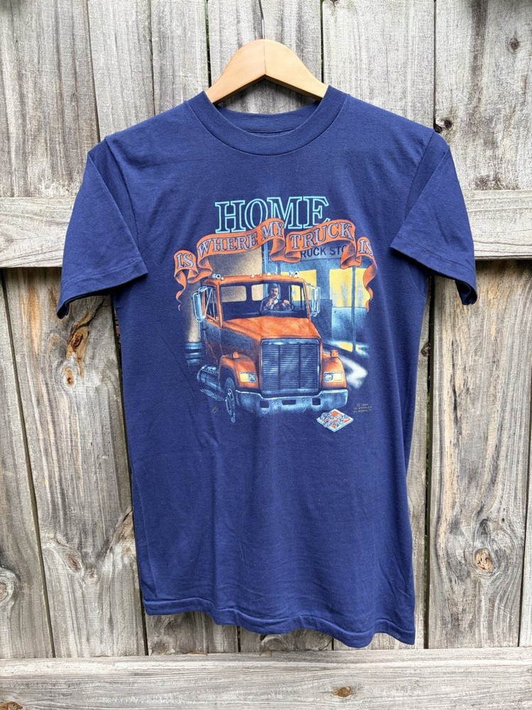 Vintage 80s 3D Emblem Home Is Where My Truck Is T Shirt