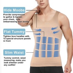 3 Pack Men’s Compression Shirt Slimming Body Shaper Vest Tummy Control Shapewear
