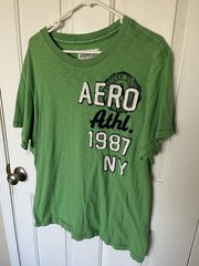 Vintage Y2K Aeropostale T Shirt Men’s Size XL Green Spellout Embroidered Prep