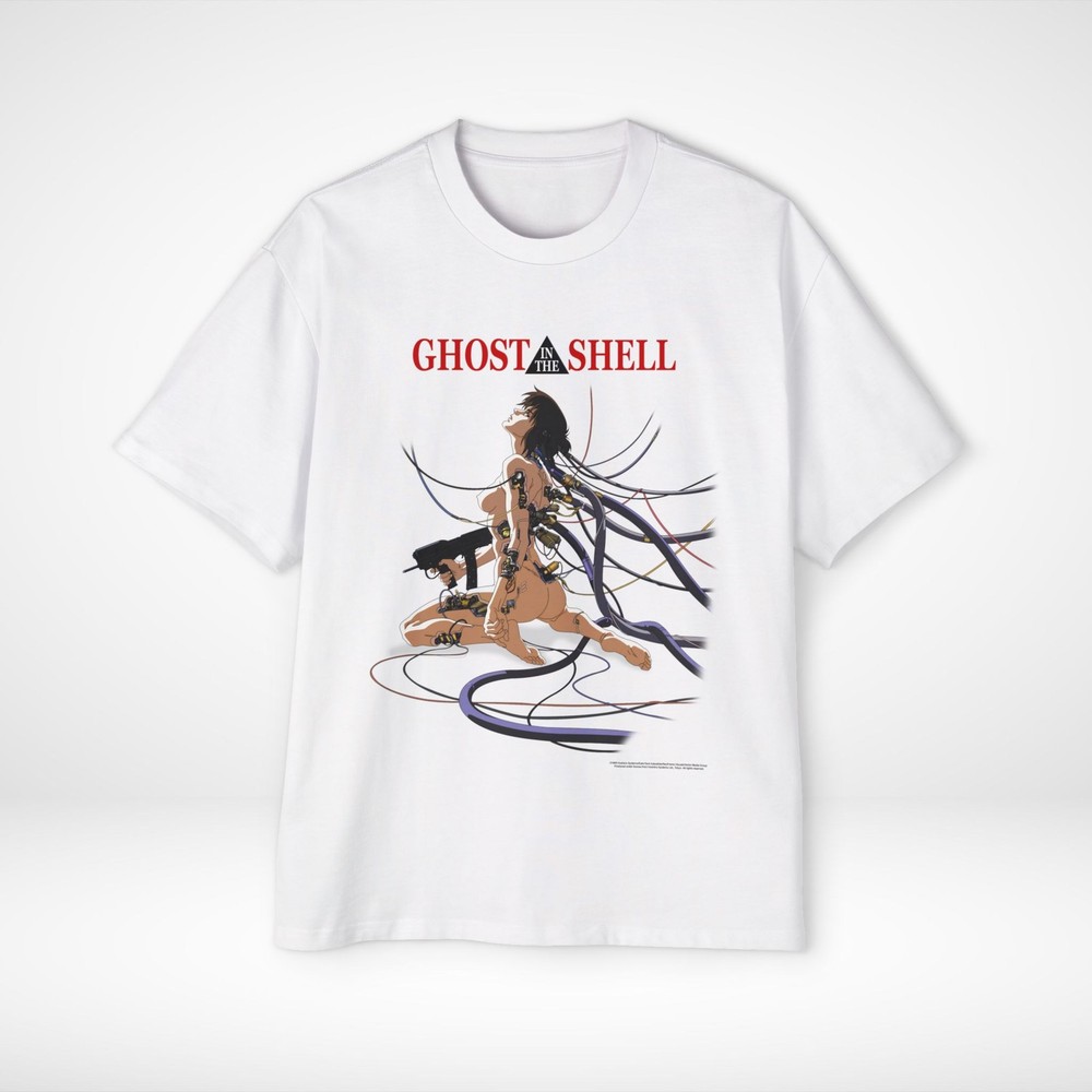 Men’s Heavy Oversized Tee Ghost in a Shell Print Vintage Style