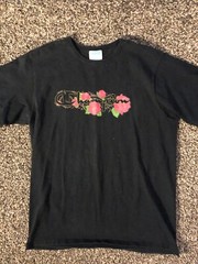 Vintage Y2K Champion Roses Graphic Adult XL Black Short Sleeve Floral Shirt