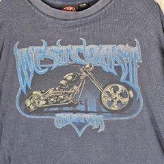 West Coast Choppers Shirt Men Large Jesse James Thermal Graphic Biker Waffle Y2K