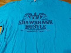 Shawshank Redemption Shawshank Hustle Marathon T Shirt Mansfield Ohio Sz XL Blue