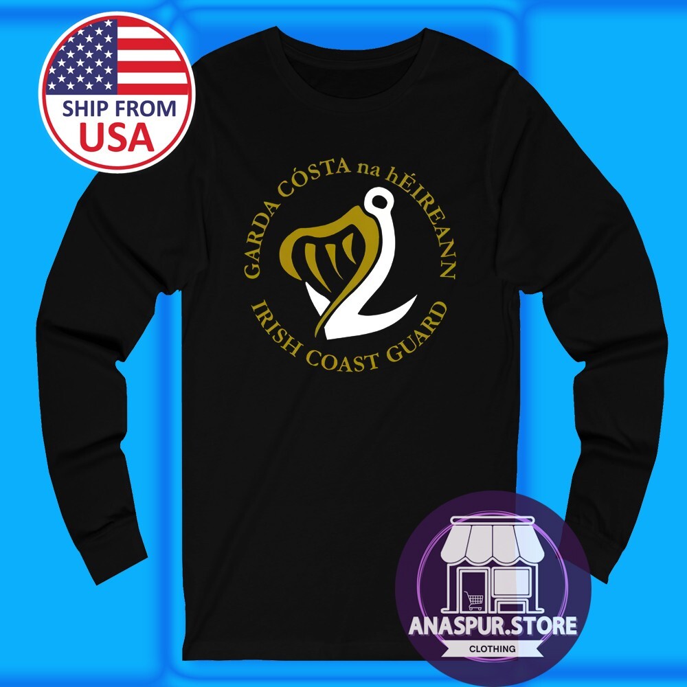 Irish Coast Guard Garda Costa Na Heir Men’s Black Long Sleeve T-shirt Size S-2XL