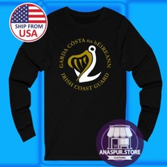 Irish Coast Guard Garda Costa Na Heir Men’s Black Long Sleeve T-shirt Size S-2XL