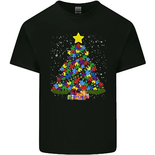 Autism Christmas Tree Autistic Awareness Mens Cotton T-Shirt Tee Top