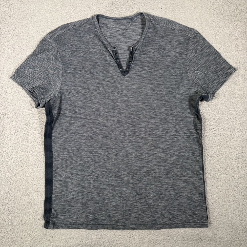 John Varvatos Shirt Mens XL Gray Henley Cotton Acrylic Blend Casual Preppy