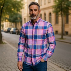 Wear Sierra Top Shelf Cotton Long Sleeve Button Down Shirts in Pink Plaid