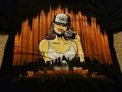Beautiful woman w/ grenade men’s large black graphic t-shirt by Unit