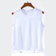 Men’s Ice Silk Mesh Tank Top – Breathable Gym Stringer Vest