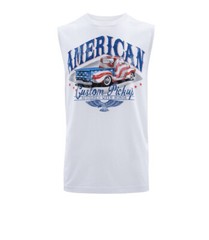Way To Celebrate Men’s White American Custom Pickup Graphic Muscle Tank Top