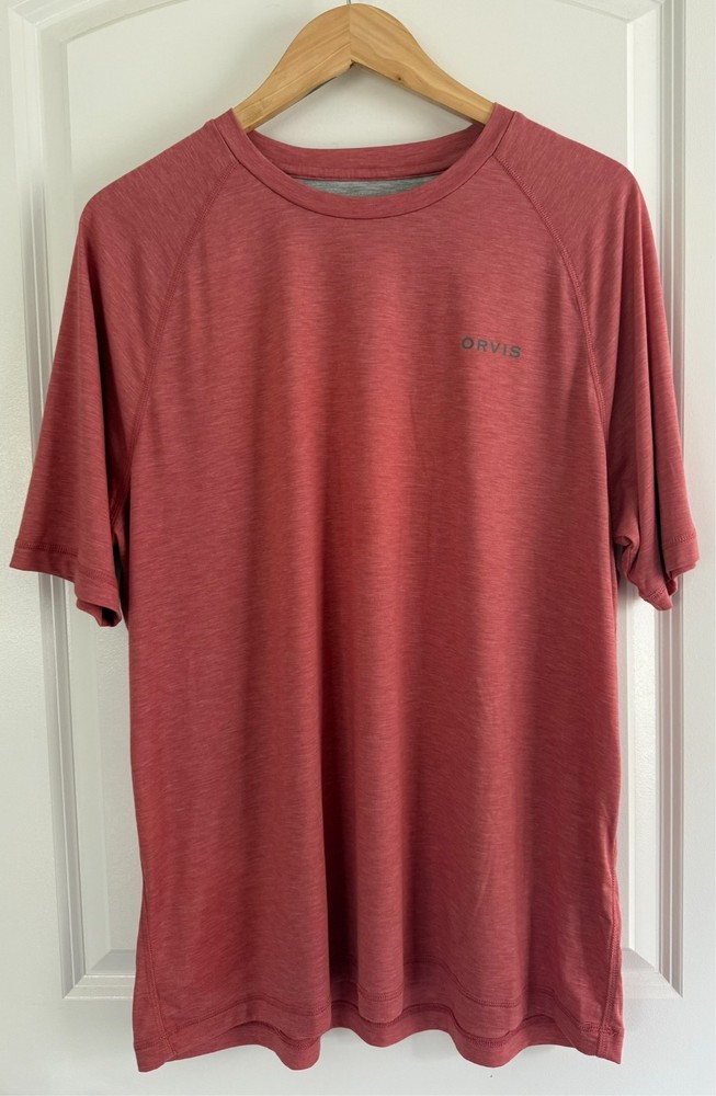 Orvis Men’s DriCast Coral Short-Sleeve Crew T-Shirt UPF 50+ Large EUC