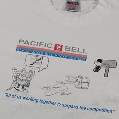 Vintage Pacific Bell Shirt Mens Large White Bill Processing Graphic Oneita USA