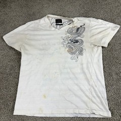 Marc Ecko Shirt Mens Extra Large White Gray Snake Reversible Print READ