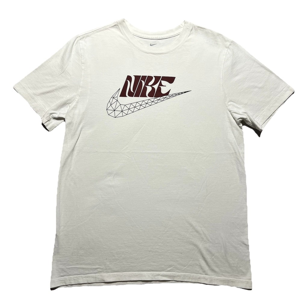 Nike Geometric Swoosh Graphic T Shirt White Mens Medium Streetwear