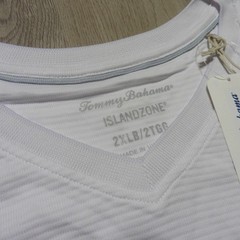TOMMY BAHAMA Mens 2XLB 2XL BIG T SHIRT COASTAL CREST V NECK WHITE HAWAIIAN