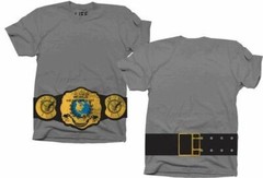 Adult Men’s World Heavyweight Champion Belt Waist Grey T-Shirt Ideal for Cosplay