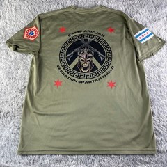 Army Combat Unit Shirt Mens Large Green Operation Spartan Shield Kuwait Skull