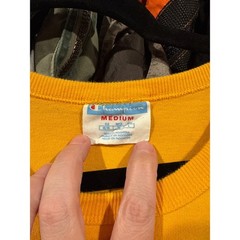 Champion Mens Script Logo Embroidered T-Shirt Yellow Mustard Medium Short Sleeve
