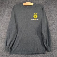 FFA Men’s I Can We Will T-Shirt Gray Small Long Sleeve Crew Neck Polycotton