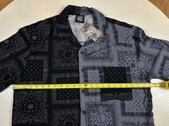 Original Deluxe Supply Mens LARGE Black & Gray Paisley SS Button Up Dress Shirt