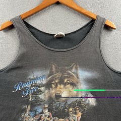 Vintage 3D Emblem Wolf Tank Top Mens Large Black Faded Sleeveless Biker Sturgis