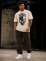 Customizable Oversized Skull Graphic Cotton T-Shirt Men’s Streetwear Gym Workout