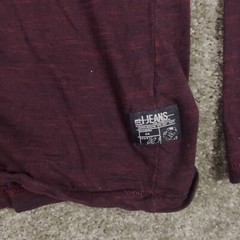 i Jeans By Buffalo Caruso Mock Cowl Neck Maroon Long Sleeve Shirt Sz L Mens Logo