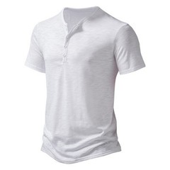 Polyester Men 2024 Brand T-Shirts Ultra-Soft Henley Slim Fit Sleeve V Neck T