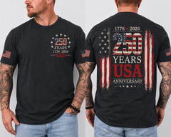USA 250 Years Anniversary T-Shirt 1776-2026 Patriotic American Flag Tee Gift