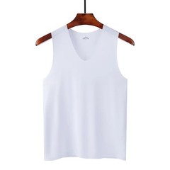 Men Silk Tank Top Seamless Sleeveless Vest Gym Sports Casual Summer Undershirt