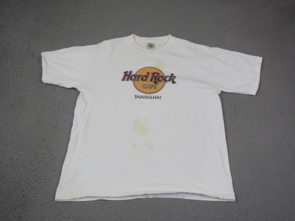 Vintage Hard Rock Cafe Shirt Mens Extra Large XL White Shanghai China Cotton