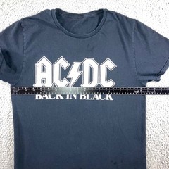 AC/DC Graphic T-Shirt Men Medium Back In Black Rock Band Tee Black Grunge Retro