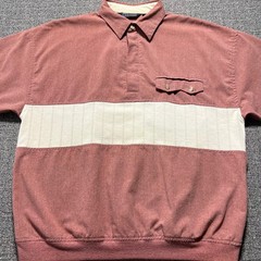 Vintage 80s 90s Envoy Mens Polo Shirt Pink Mauve Banded Hem Short Sleeve Retro M
