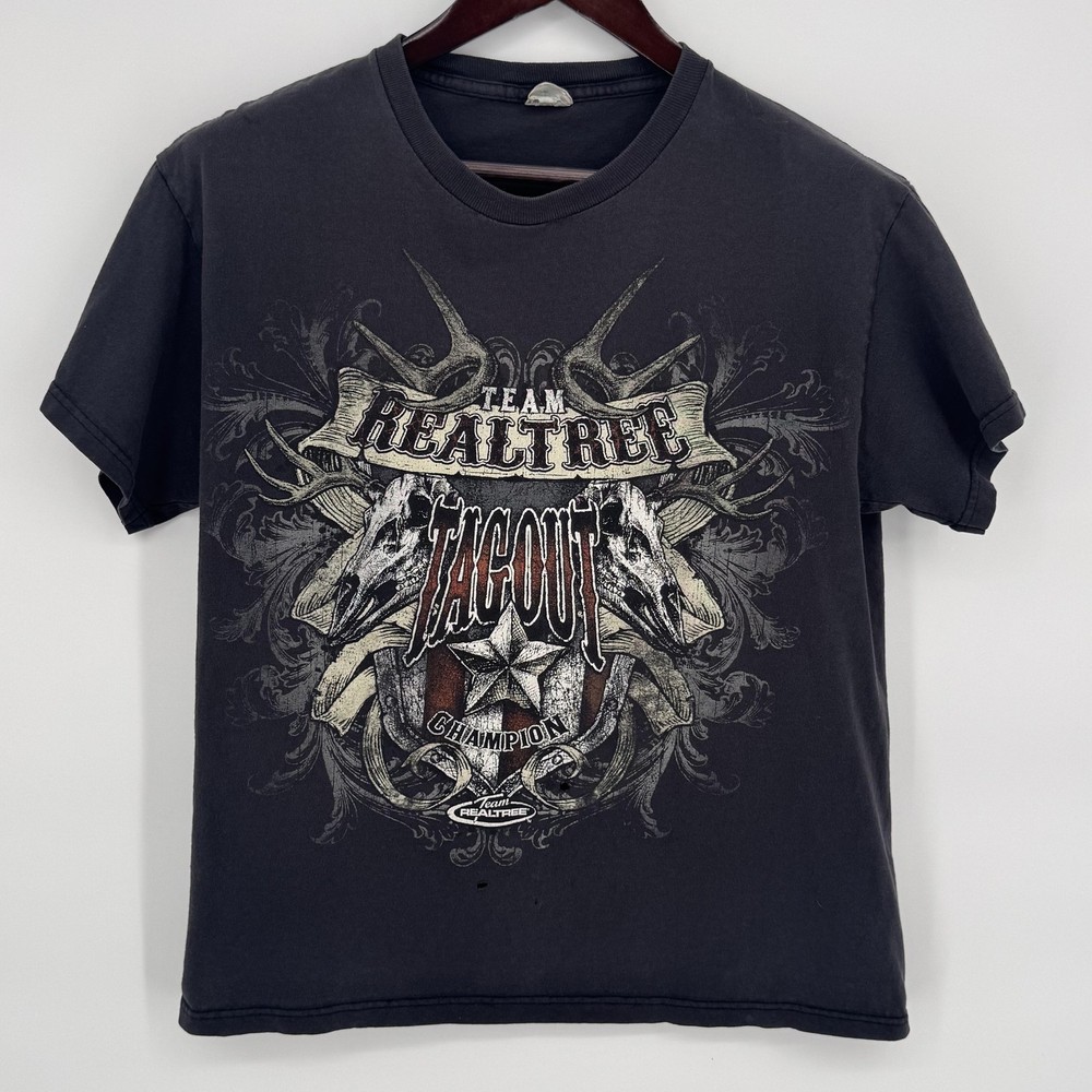 Vintage Delta Team Realtree Shirt Mens Medium Black Tagout Champion Hunting Y2K