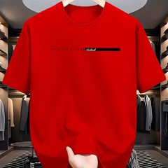 Men’s Summer Cotton Loose Fit Letter Print T Shirt Casual Tee Tshirt Casual Gift